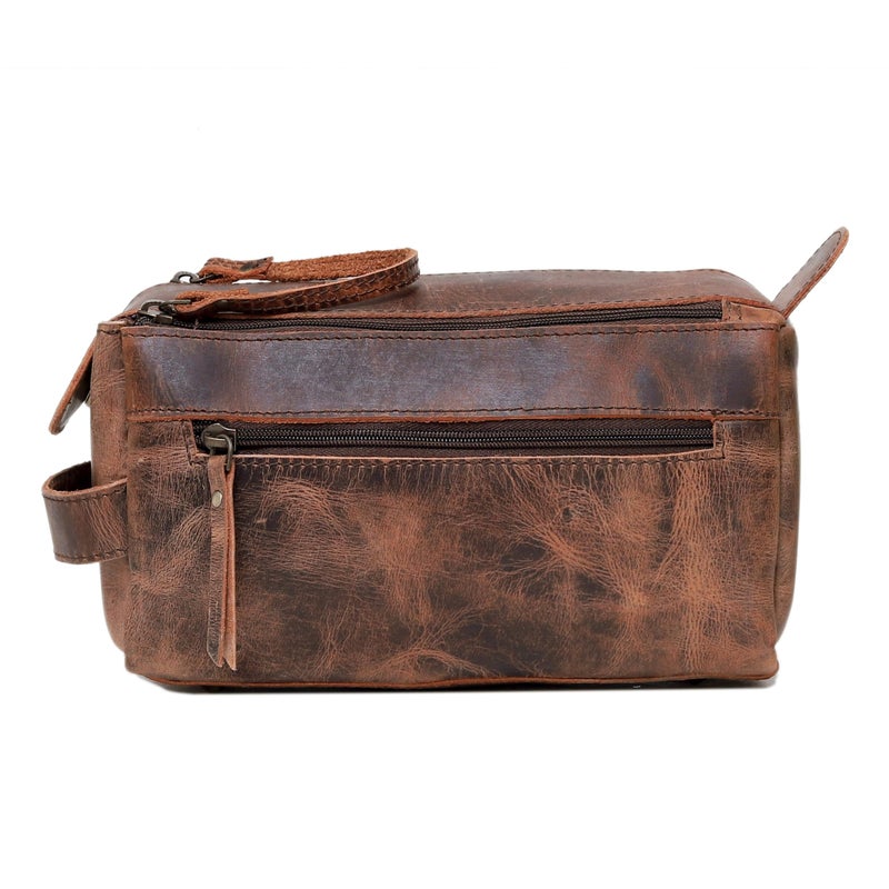 cuero Premium Buffalo Leather Unisex Toiletry Bag Travel Dopp Kit Vintage Travel Shaving & Dopp Kit For Men And Women - Image 5